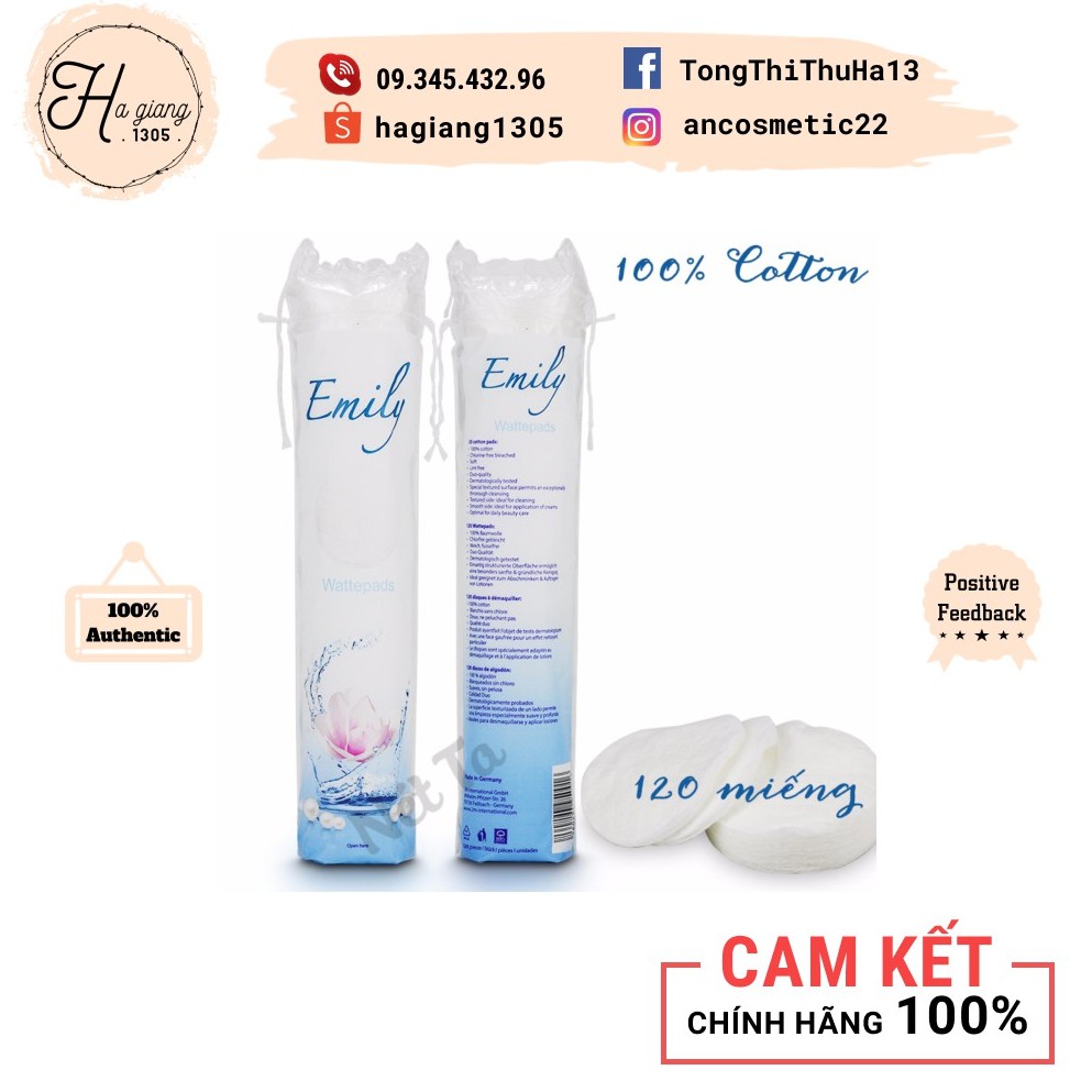 Bông Tẩy Trang Emily 120 Miếng Cotton thiên nhiên, mềm mại, mịn màng