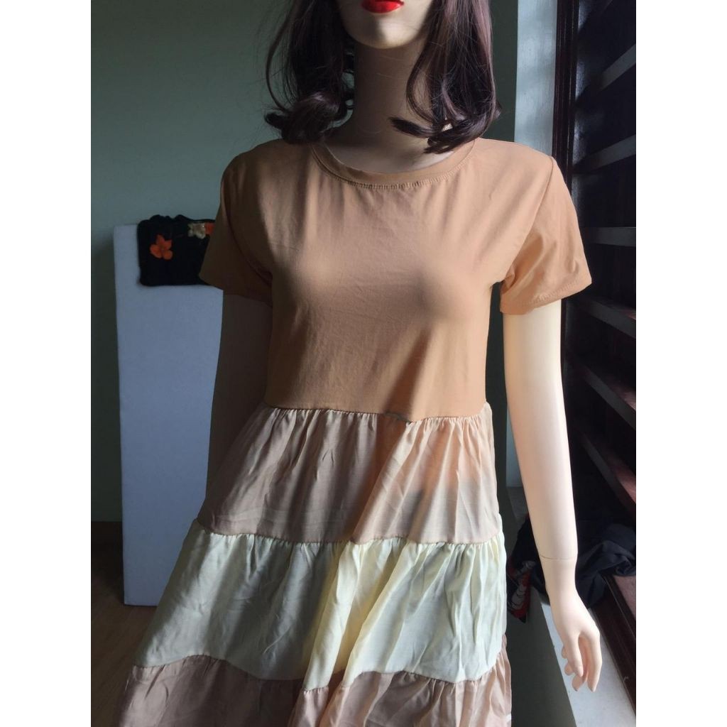 Váy bầu thời trang thiết kế M115 chất cotton pha Đũi freesize từ 45 đến 70kg