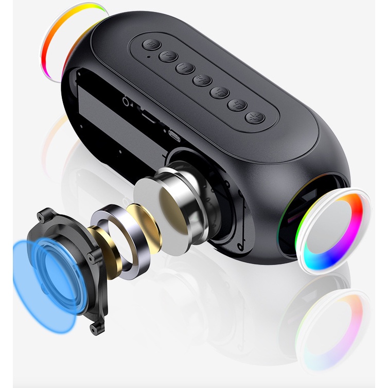 Loa không dây S8 kiêm đồng hồ báo thức bluetooth loa siêu trầm điện thoại có đèn LED nháy theo nhạc