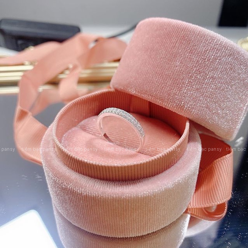 Nhẫn bạc nữ PANSY 2 hàng đá lấp lánh, nhẫn nữ bạc thật 925 giá rẻ