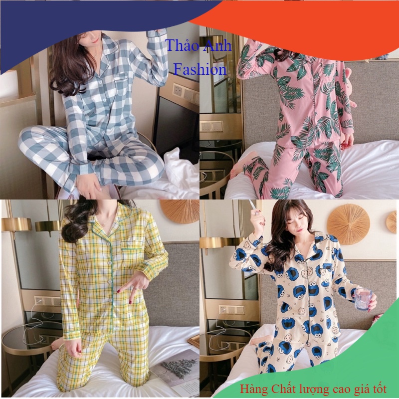 Bộ Pijama Nữ Cổ Viền, Đồ Ngủ Tay Dài Siêu Thoải Mái Giá Tốt