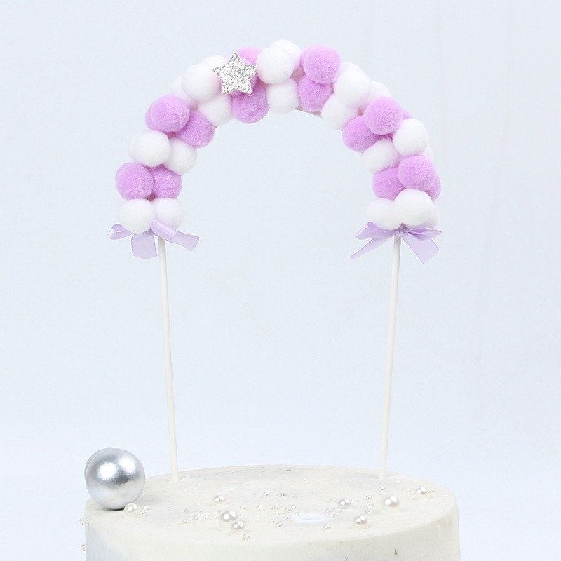 Que Cắm Trang Trí Bánh Kem Gắn Bóng Lông Dễ Thương