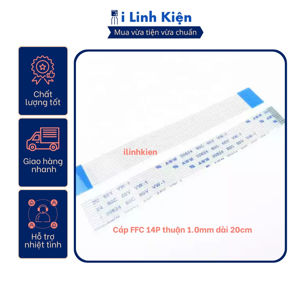 Cáp FFC 14P thuận 1.0mm dài 20cm