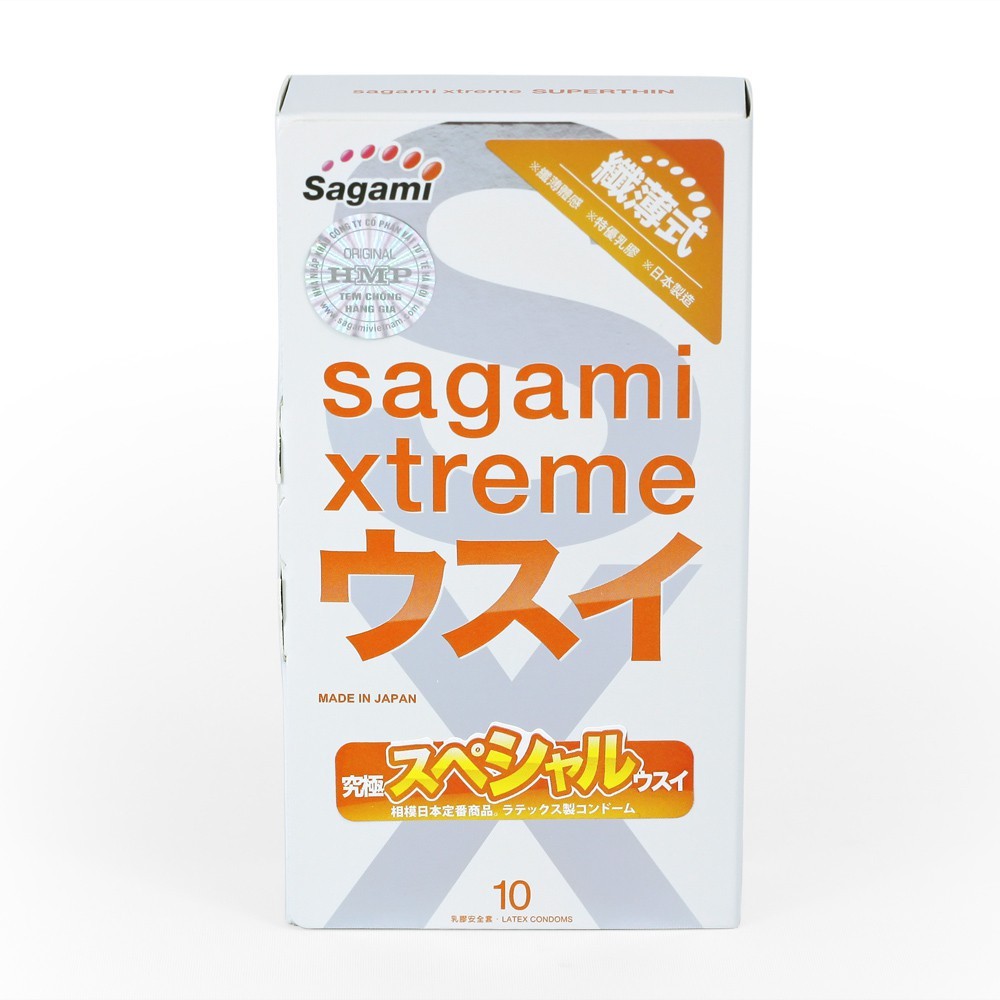 Bao Cao Su Sagami Xtreme Super Thin (siêu mỏng trơn) Hộp 10 Cái