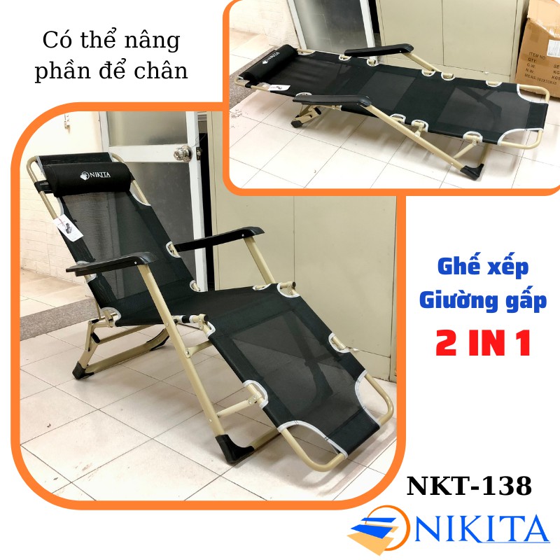 [XẢ KHO 3 NGÀY] Ghế xếp thông minh, giường xếp giường gấp thư giãn, Ghế gấp du lịch- Ghế gấp văn phòng NIKA-138 bạt lưới