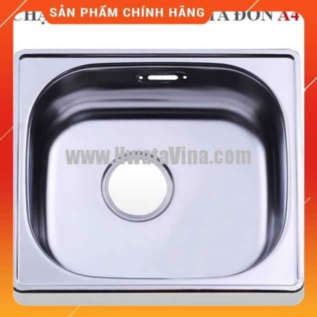 Chậu rửa đơn inox304 cao cấp 37x42cm Hwata, tặng kèm bộ xả, hàng liên doanh, made in Việt Nam