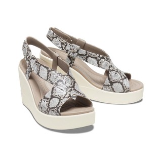 [Sỉ & Lẻ]: Giày Sandal nữ đế xuồng Brooklyn vân da trăn quai chéo cao 7 phân