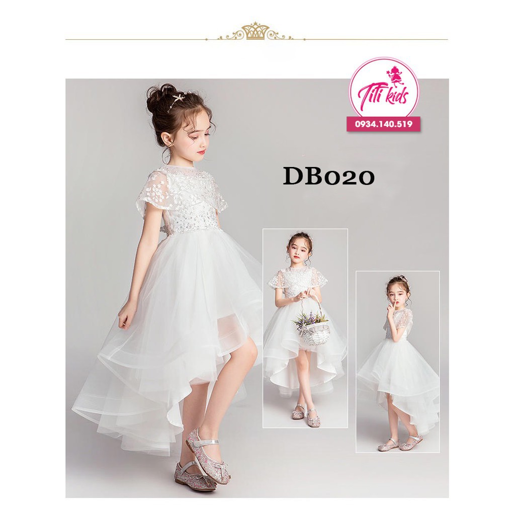 Đầm Công Chúa Bé Gái TiTiKids Trắng Đuôi DB020