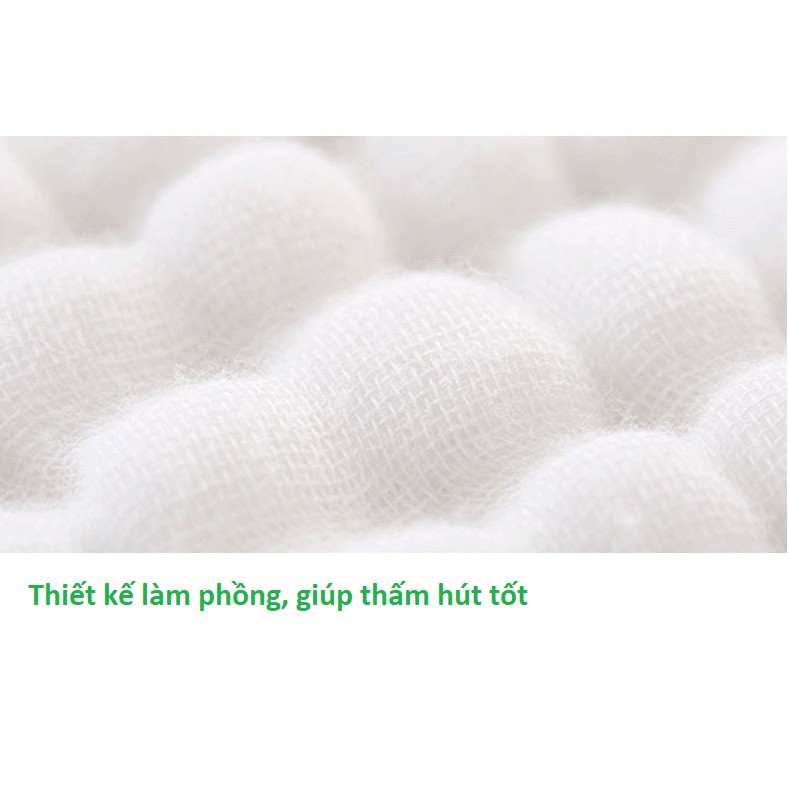 Chăn lưới cho bé chống ngạt 6 lớp cao cấp (Size 100x100 cm), có thể làm Khăn tắm cho bé, chất liệu 100% sợi bông hữu cơ