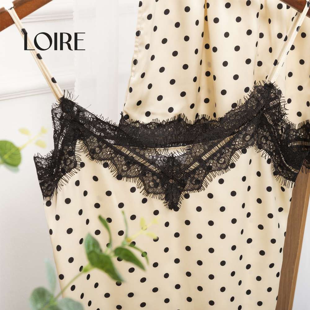 [Mã WABR0101 giảm 10% đơn 99K] Bộ Đồ Ngủ Lụa Be Phối Ren Họa Tiết Chấm Bi Loirechic BDN06 ( Áo hai dây và Quần cộc) | BigBuy360 - bigbuy360.vn