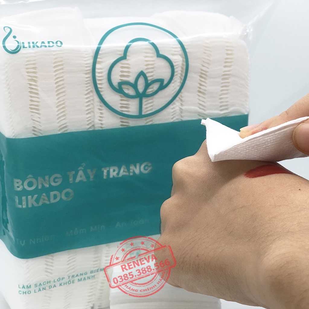 BôngTẩy Trang 222 MIẾNG, Bông Tẩy Trang LIKADO 3 Lớp 2 Mặt Chất Liệu Cotton 100% Làm Sạch Nhanh Chóng BTT01 RENEVA