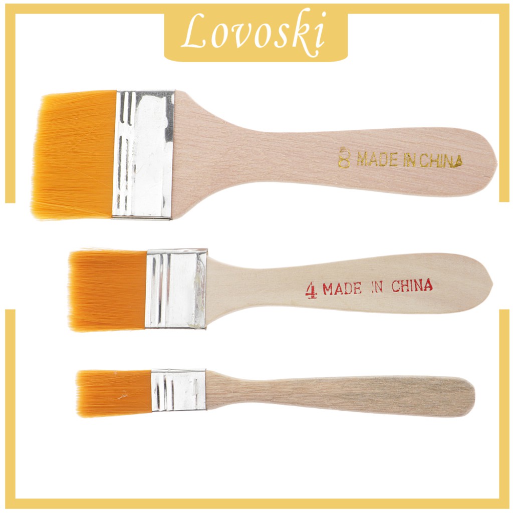 Set 3 Cọ Vẽ Tranh Sơn Dầu Tay Cầm Bằng Gỗ Tiện Dụng