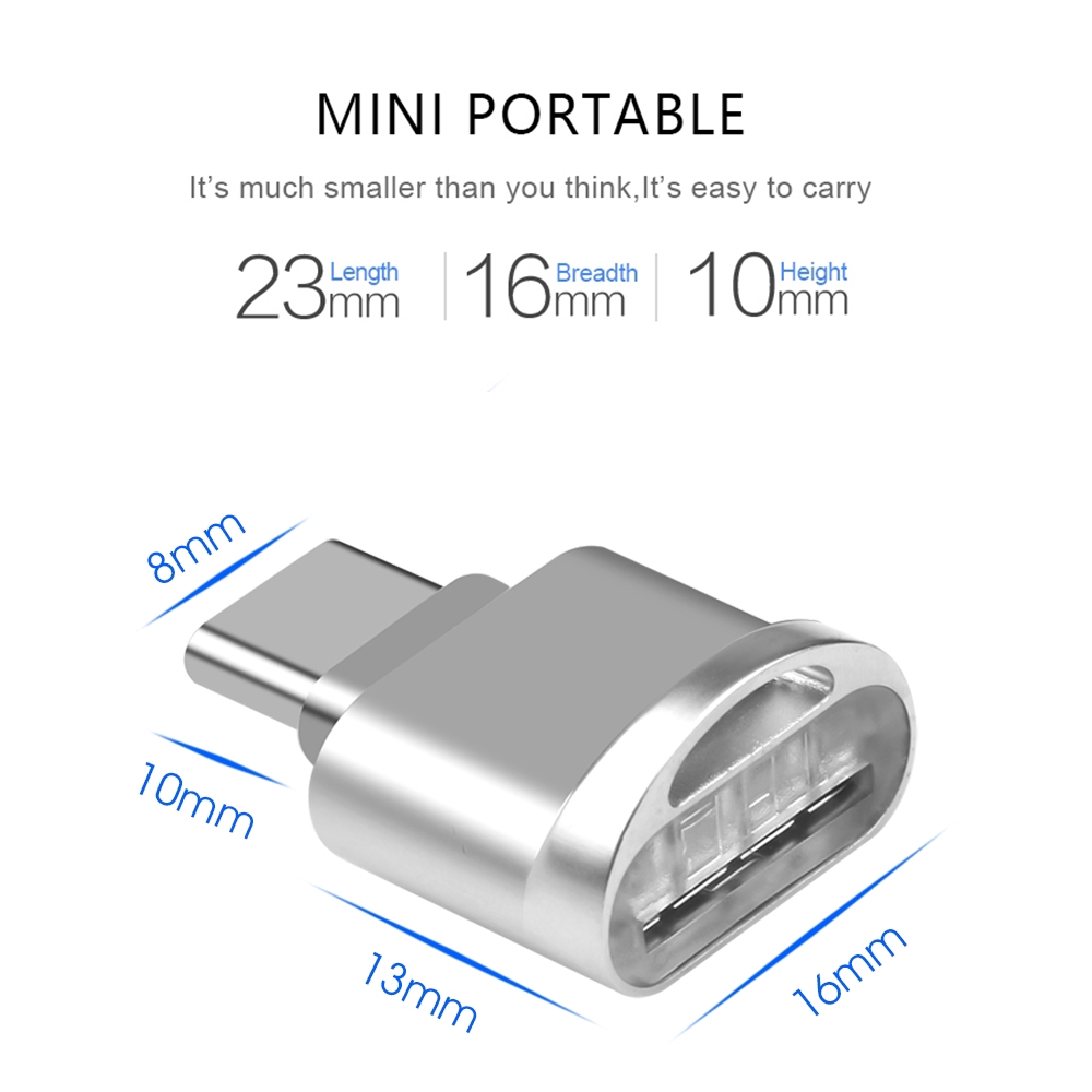 Adapter USB 3.1 OTG đọc thẻ Mini Type C Micro SD TF