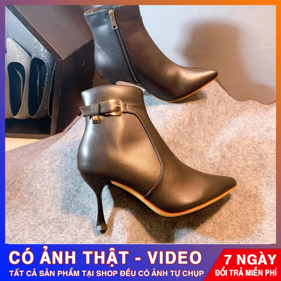 [ẢNH THẬT - FREE SHIP] Giày boots nữ cao cổ cao cấp ROSATA RO288 gót nhọn - HÀNG VIỆT NAM - BKSTORE