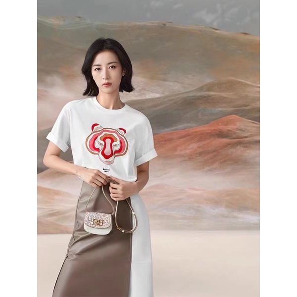 Áo thun unisex tay ngắn cổ tròn hình hổ thương hiệu Bally cao cấp