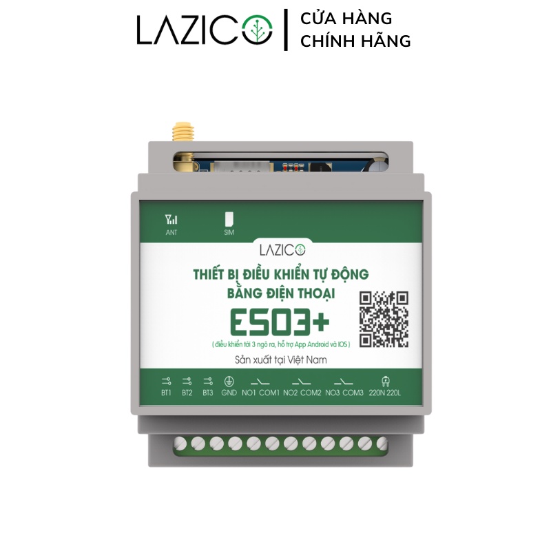 Điều khiển từ xa cho motor máy bơm quạt 220V qua điện thoại 3 kênh độc lập LAZICO ES03+