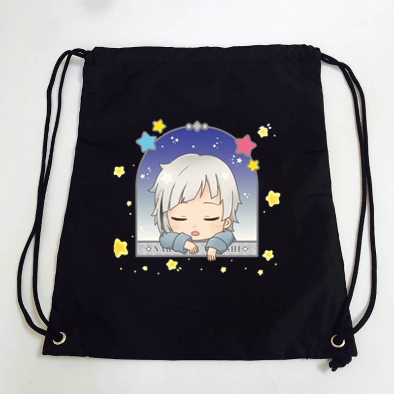 Balo dây rút đen in hình anime chibI BUNGOU STRAY DOGS túi rút đi học xinh xắn thời trang