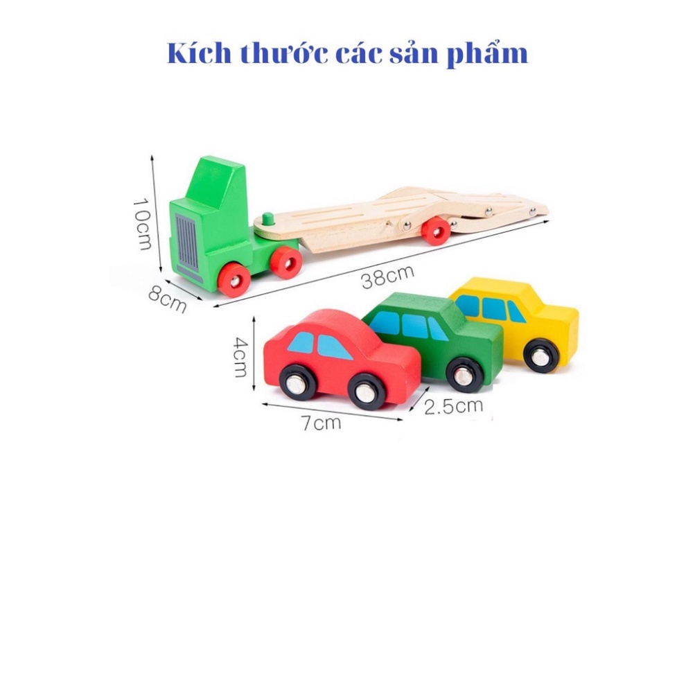 Đồ chơi Xe Ô Tô Tải 2 Tầng Chở Kèm 4 Xe Con bằng gỗ, Đồ Chơi Thông Minh An Toàn Cho Trẻ Từ 2-10 Tuổi TRITUEVIET