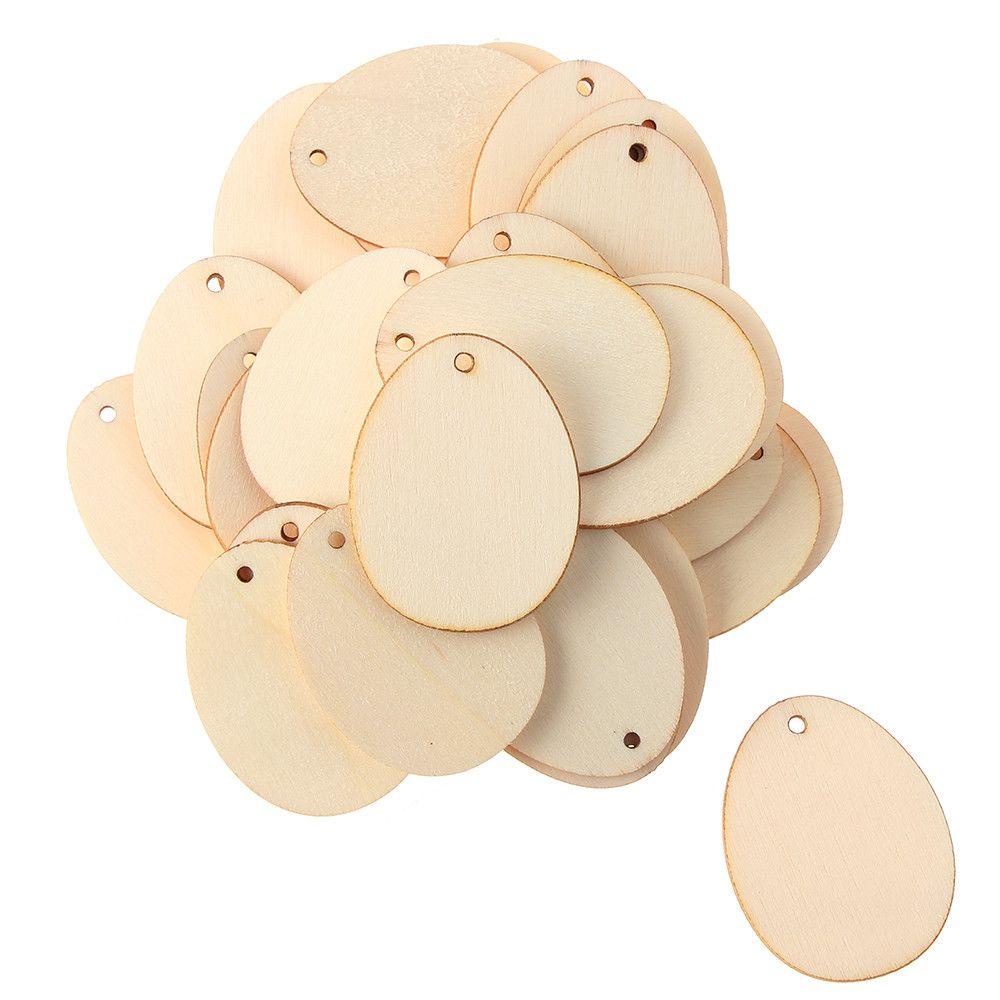 LONTIME Set 10 / 25 / 50 Trứng Gỗ Tự Nhiên Vẽ Họa Tiết Phục Sinh Trang Trí