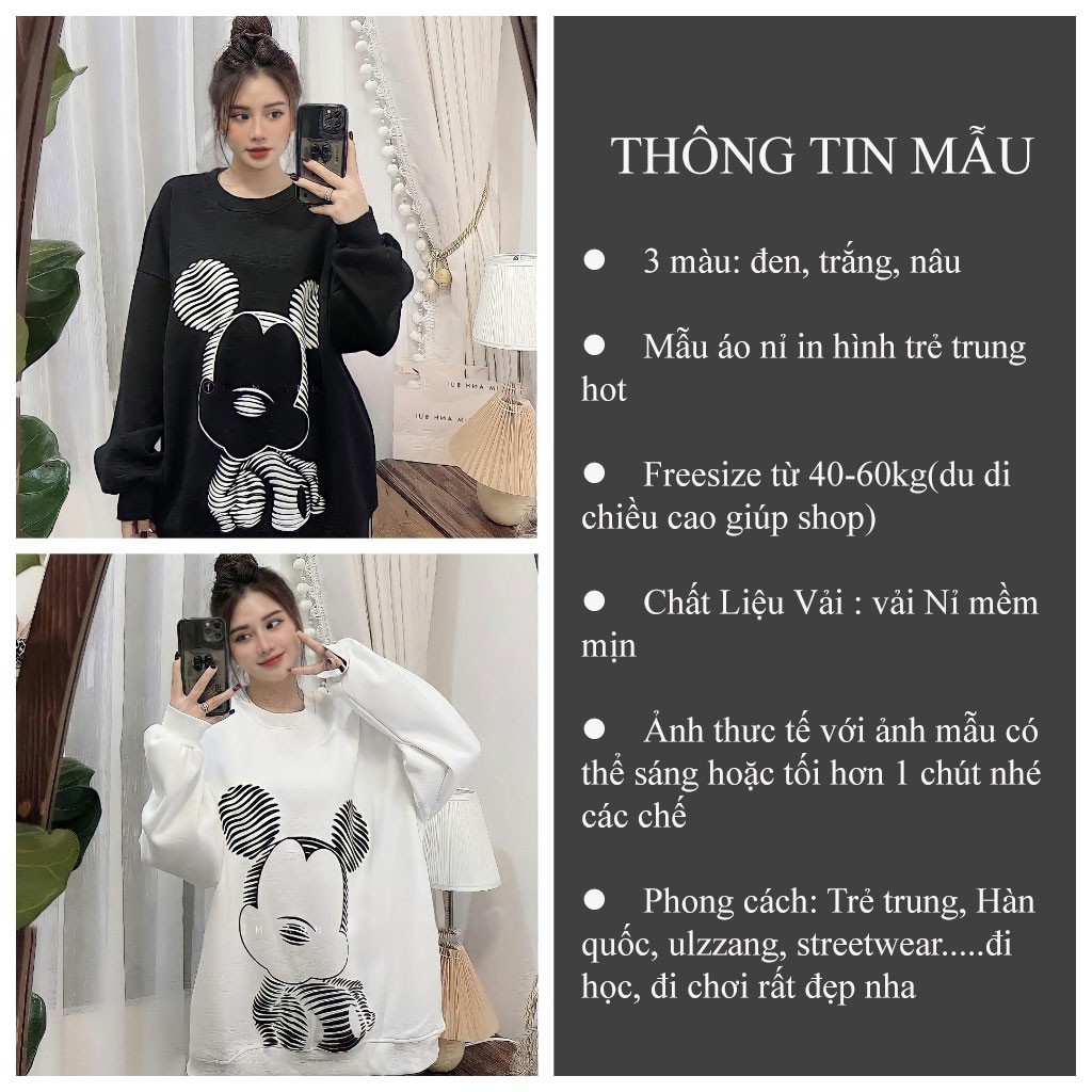 Áo nỉ sweater nữ KIUKIU form rộng áo sweater dài tay trending Hàn Quốc - VENUS