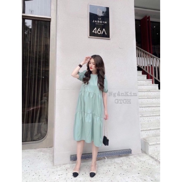 Váy Bầu ,Đầm bầu dáng xuông ,tay bồng ,đuôi cá ,mặc đi làm ,đi chơi, freesize 43-68kg VB23