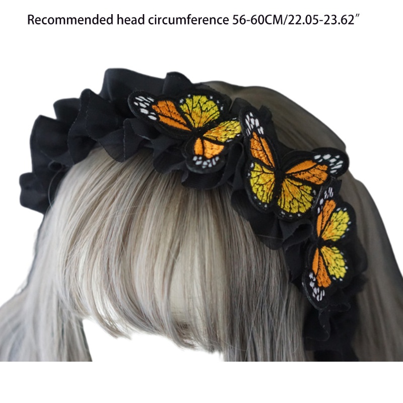 Băng Đô Cài Tóc Thêu Hình Bướm Lãng Mạn Thời Trang Cho Nữ