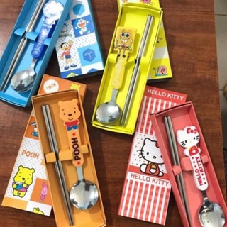 Bộ thìa đũa inox hoạt hình cho bé