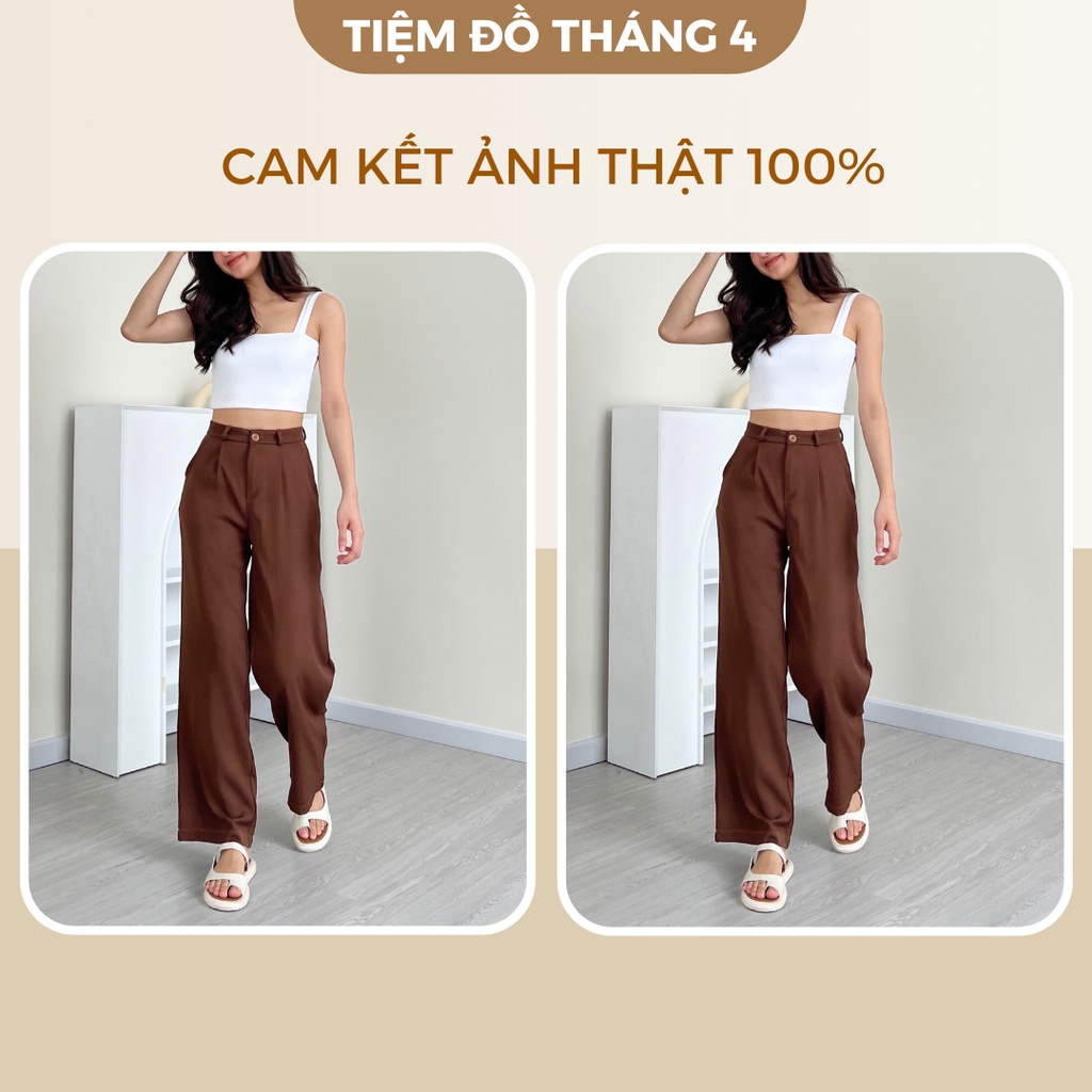 Quần Tây Ống Rộng Cạp Cao, Chất Vải Bố Thái Mịn Và Mát Tạo Độ Rũ SPANT CULOTE