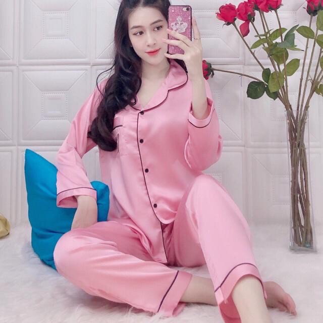 đồ bộ mặc nhà pijama Kate tay dài quần dài cute in hình trái tim mặc ngủ dễ thương 0132