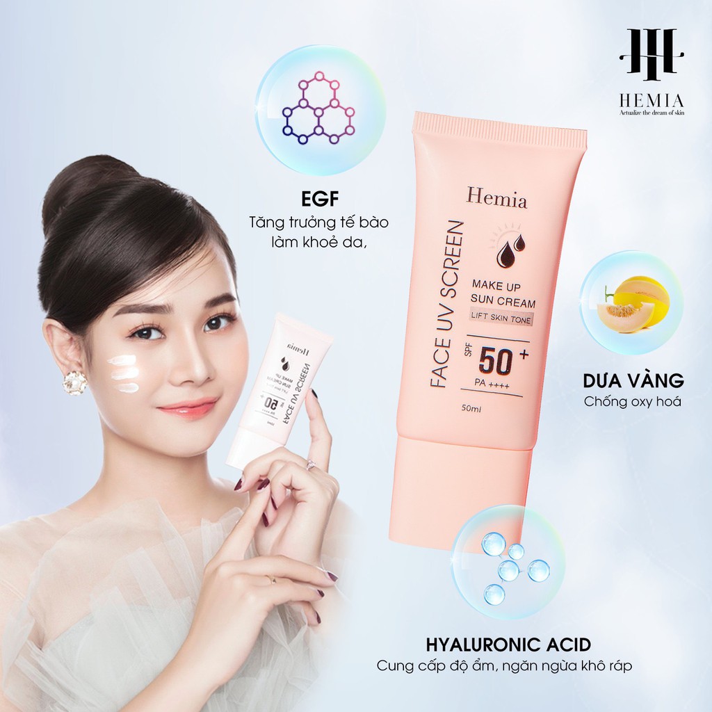 [CHÍNH HÃNG] kem chống nắng HEMIA Hàn Quốc, nâng tone, kiềm dầu, thấm nhanh, không bóng nhờn, không bết rít, SPF 50+ | BigBuy360 - bigbuy360.vn