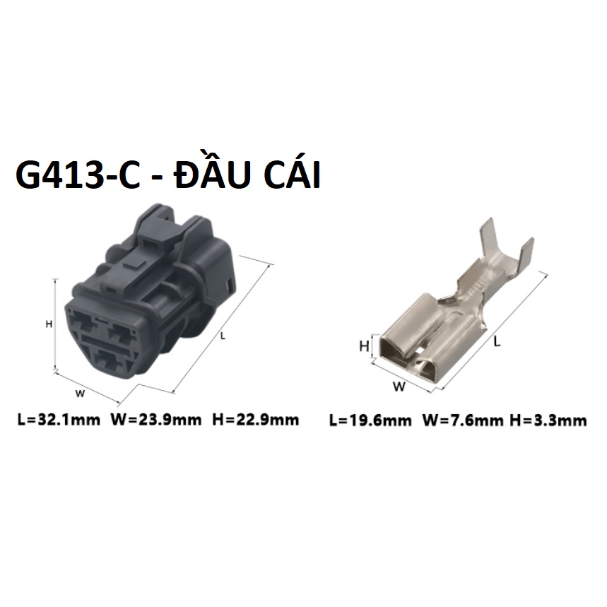 G413-Giắc cắm động cơ 3 lỗ 6.3mm màu đen