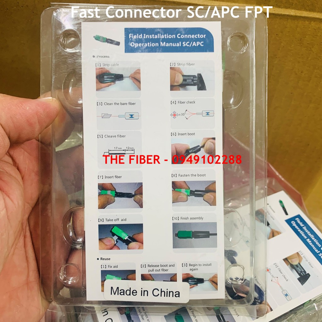 Bộ 10 Đầu nối quang nhanh FC SC/APC GPON - Fast connector SC/APC FPT