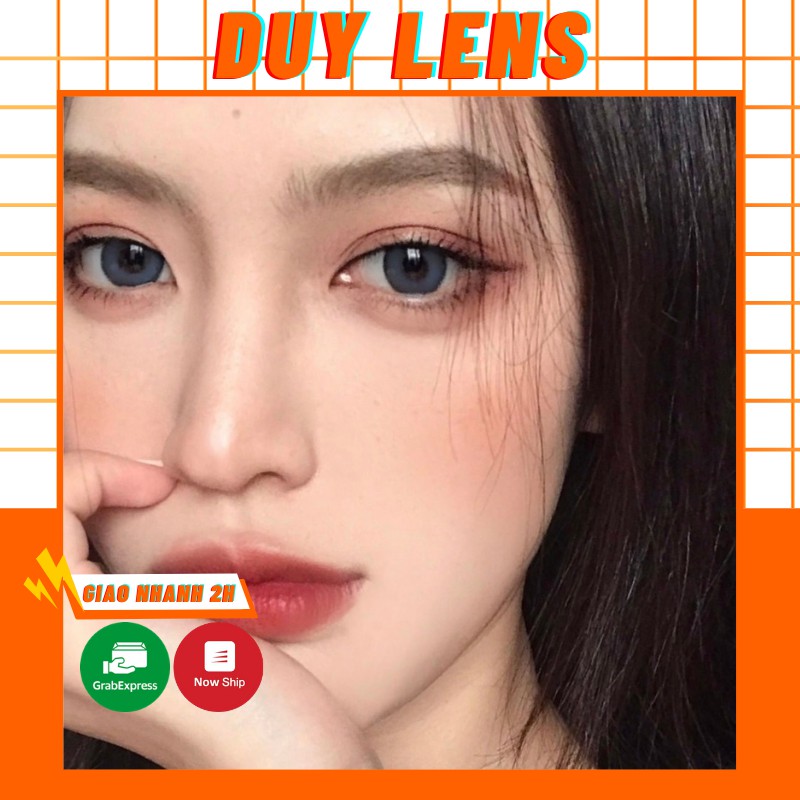 lens cận thời trang màu xanh CHERRY BLUE kính áp tròng Hàn Quốc DUYLENS