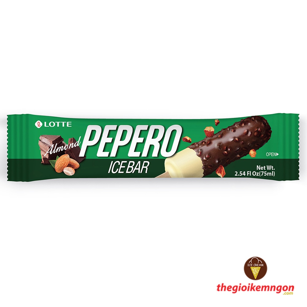 Kem hạnh nhân Lotte Pepero Ice Bar Almond Hàn Quốc