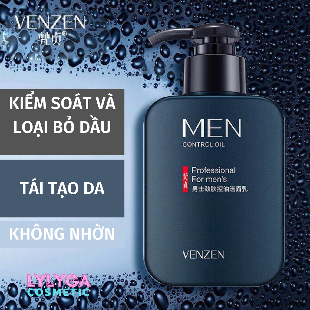 Sữa rửa mặt nam kiểm soát dầu VENZEN Bộ sản phẩm chăm sóc da dành cho nam giới nước hoa hồng toner kem dưỡng ẩm VZ01