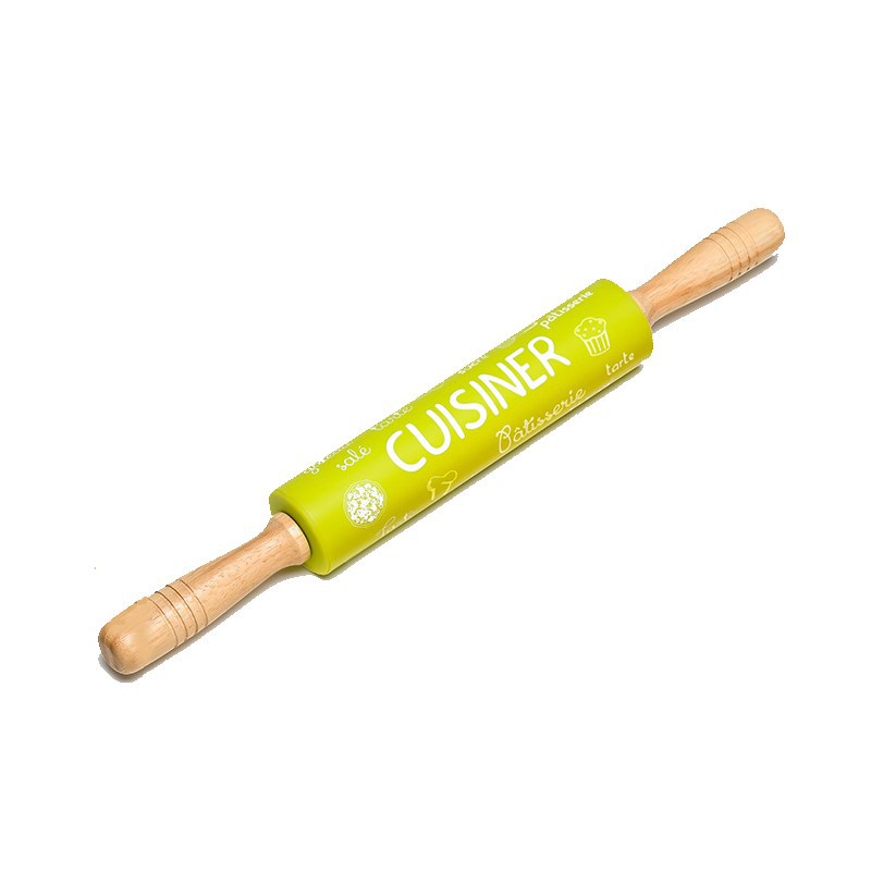 Rolling Pin - Cây Cán Bột Lăn Bột Lớn Dùng Để Làm Bánh Bằng Silicon In Chữ Màu Hồng/Xanh lá/Cam