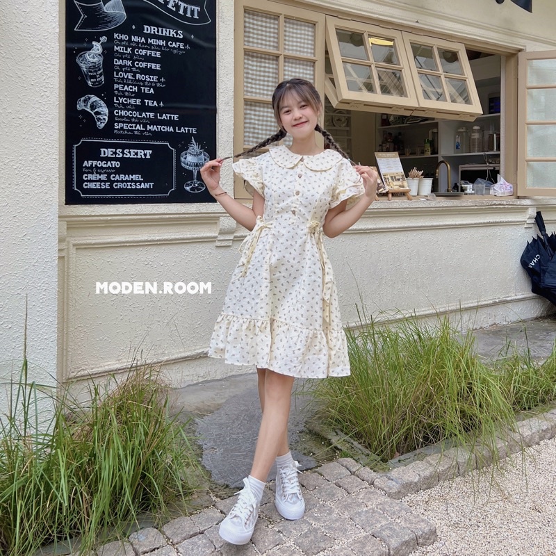 Đầm nơ eo cherry dress