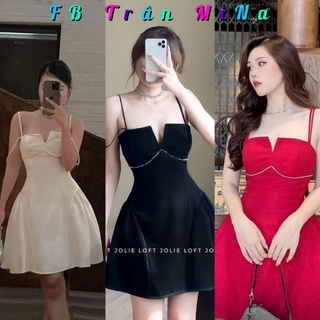 Đầm 2 dây đính đá cúp ngực đi tiệc sang chảnh