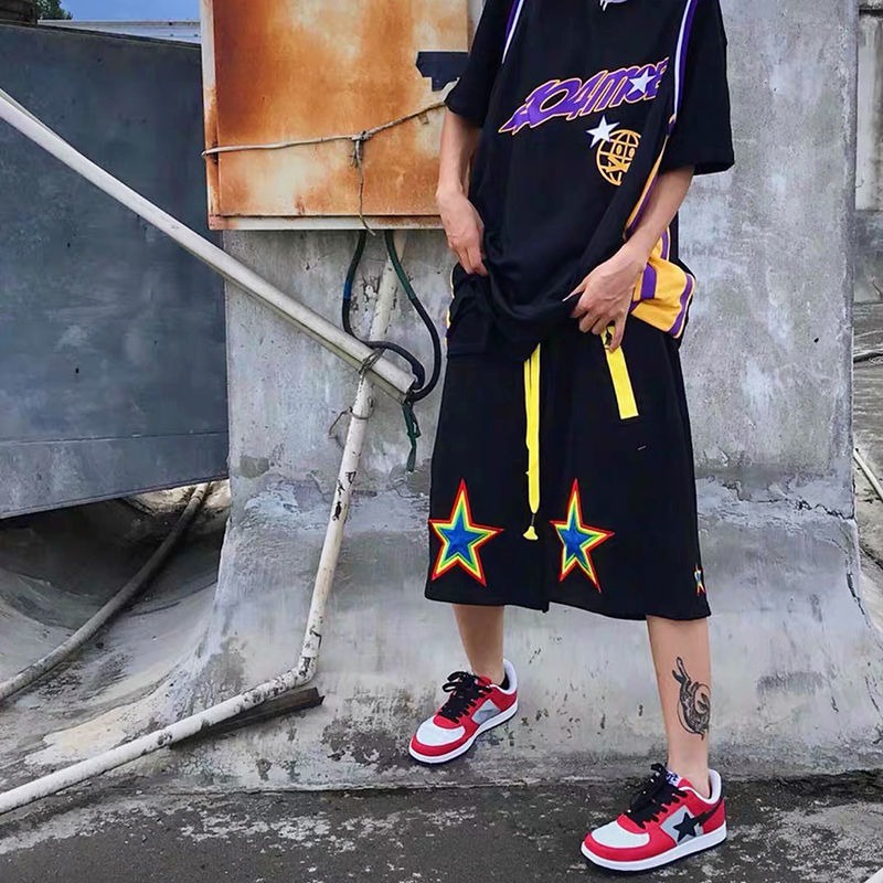 Quần Short Ống Rộng Phong Cách Hip Hop Đường Phố Mỹ 【ZHELIHANGFEI】 / star Cho Nữ