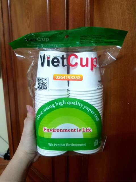 Cốc giấy Vietcup gói 50 cái 180ml không nắp