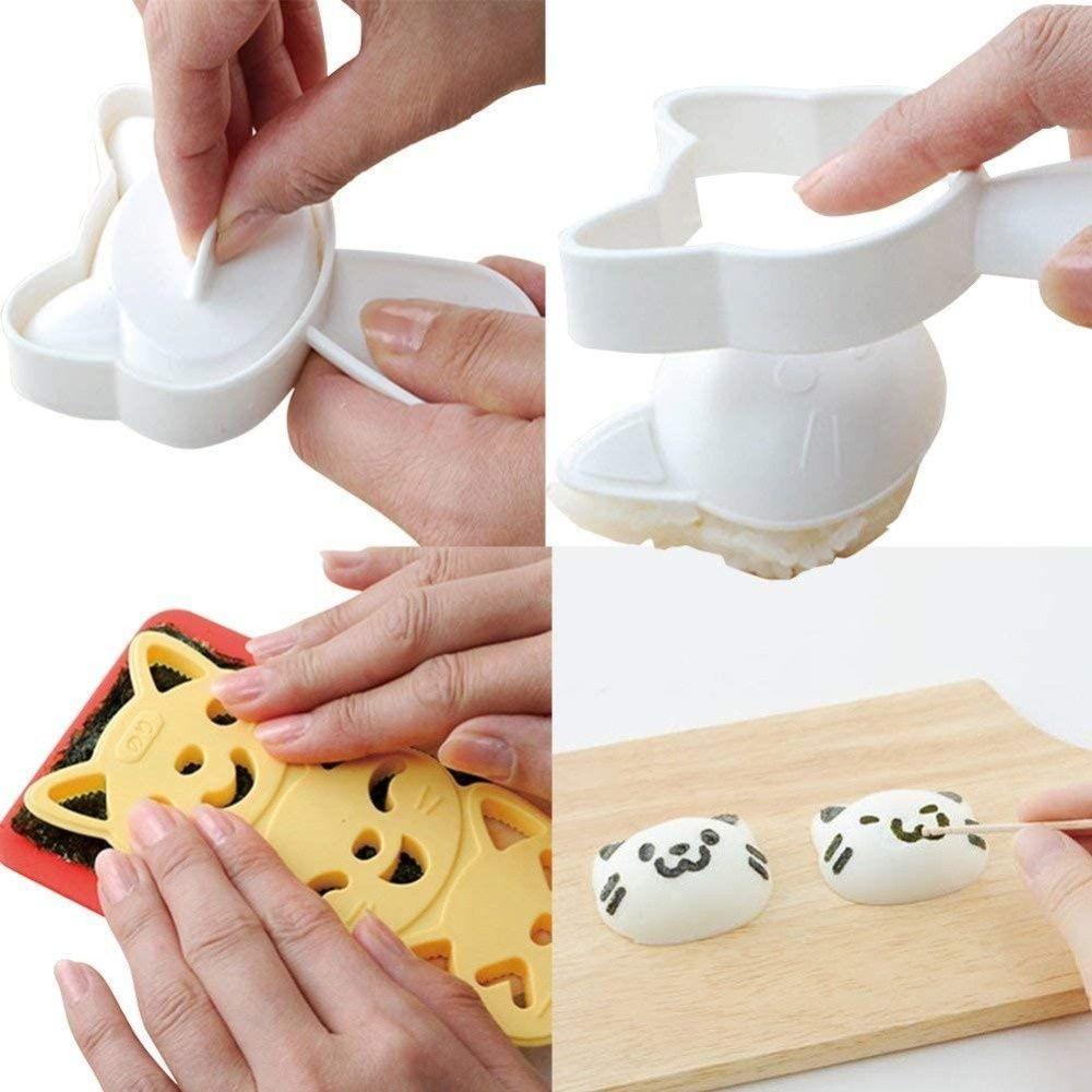GOGOUP Set 3 Khuôn Làm Cơm Nắm Chống Dính Hình Hoạt Hình Dễ Thương