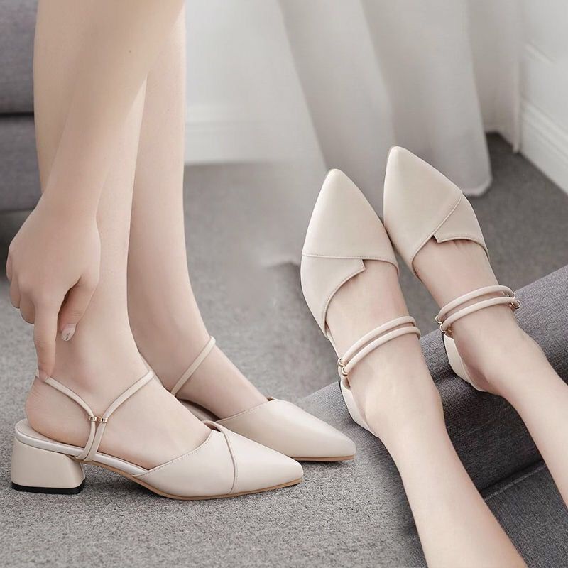Dép sandal gót vừa dày dặn thời trang thanh lịch cho nữ