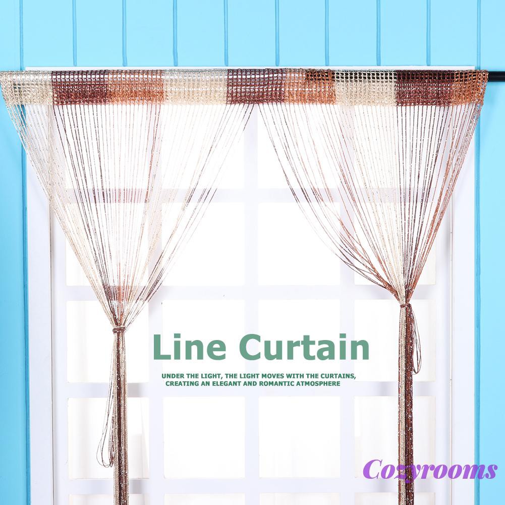 Bạc Flash Line Rèm Sáng bóng Chuỗi Chuỗi Cửa Cửa Bộ chia Purdah Sheer Rèm Valance