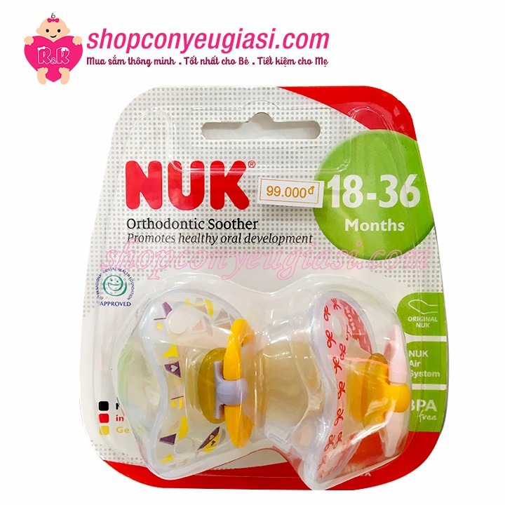 Bộ 2 Ti Giả Nuk Classic Cao Su 0-6m/6-18m/18-36m - Made In Germany