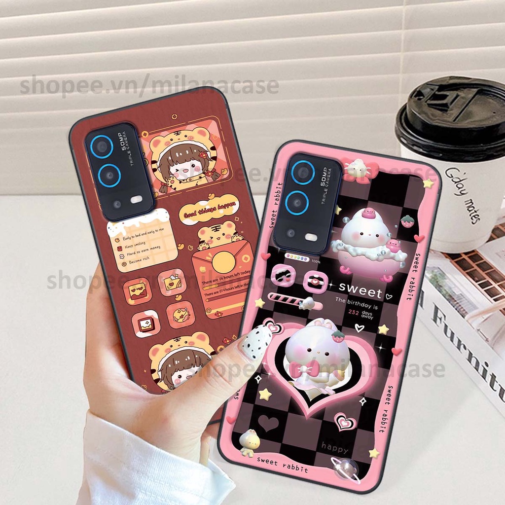 Ốp Oppo A54 / A55 hình đồng hồ icon gấu mèo cute cực dễ thương ngộ nghĩnh