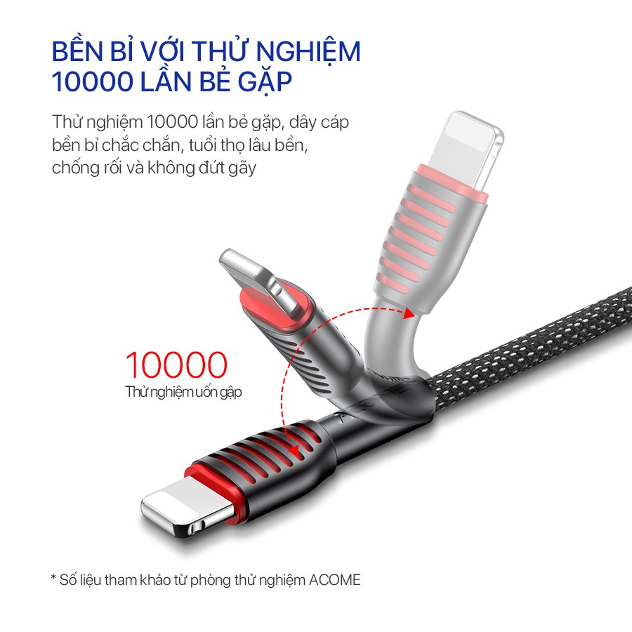 Cáp Sạc Nhanh ACOME ASL SM SC Cáp Dù Bền Chắc 100cm Tương Thích Với Các Dòng iOs Android Iphone Samsung Oppo Xiaomi