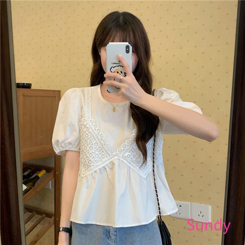 Plus Áo Sơ Mi Tay Ngắn Dáng Rộng Thiết Kế Ngọt Ngào Cho Nữ Sinh