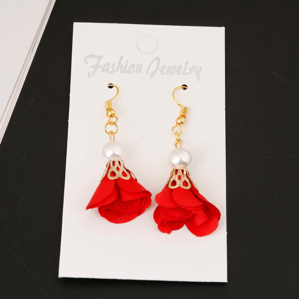 Set 10 mặt charm ngọc trai cánh hoa lụa satin 30mm làm trang sức DIY / trang trí điện thoại