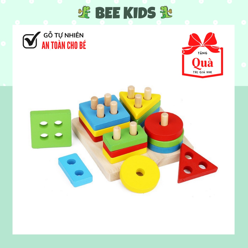 Đồ Chơi Gỗ, Đồ Chơi Xếp Hình Bằng Gỗ Tự Nhiên An Toàn Cho Bé BEEKIDS