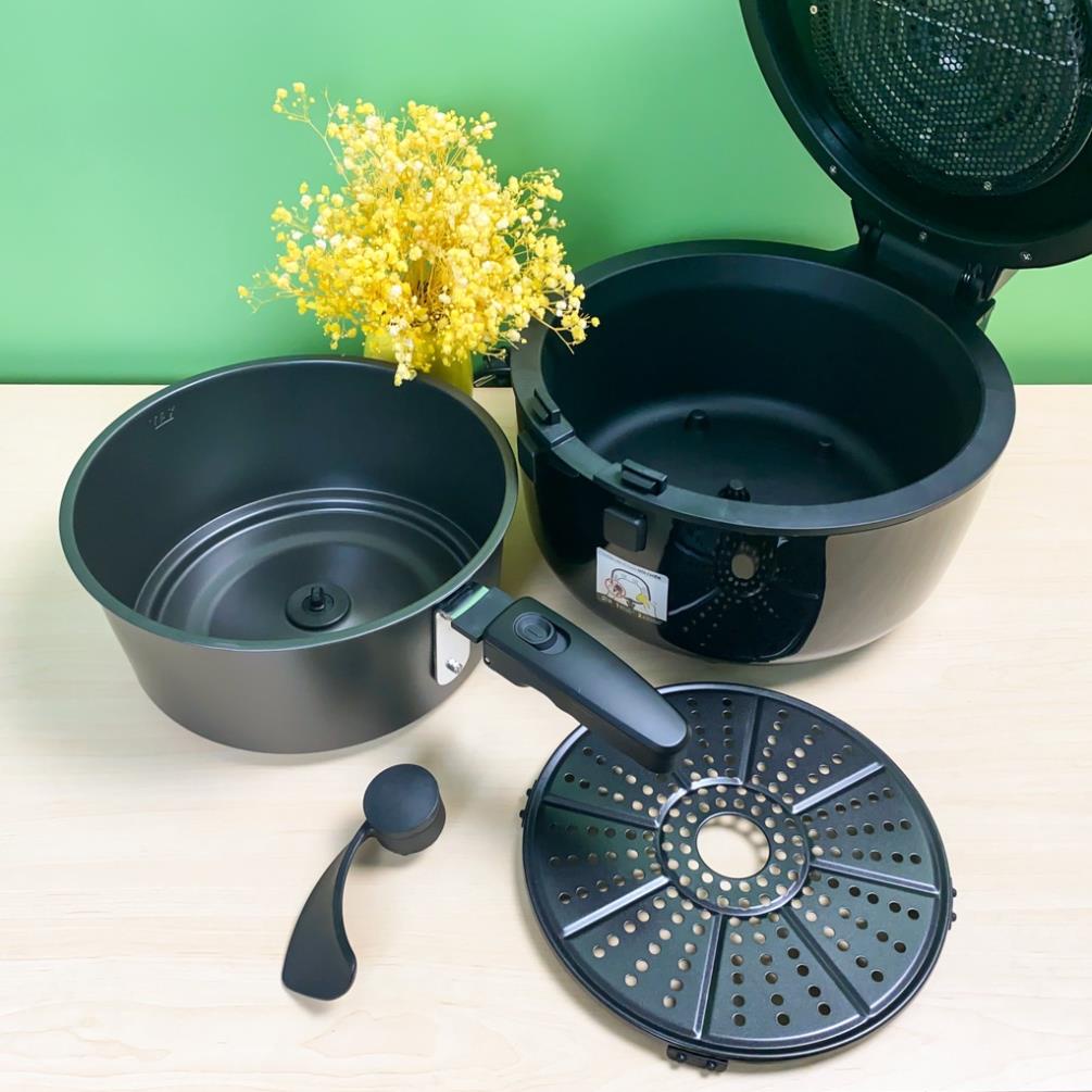 Nồi chiên không dầu lock&lock EJF586BLK bản cơ 6.5L 1800w có tay đảo, bảo hành 12 tháng, công nghệ mới Inverter -MC